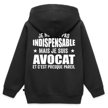 Ich bin nicht unentbehrlich, aber ich bin Anwalt - Kinder Premium Organic Zip Hoodie - Schwarz - Hinten - AI Model Kid Male (0cm)