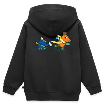 Maus und Elefant Schlittschuhlaufen - Kinder Premium Organic Zip Hoodie - Schwarz - Hinten - AI Model Kid Male (0cm)