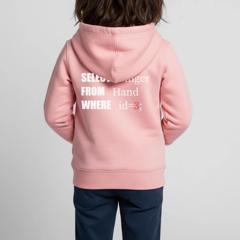 Doigt de sélection à la main, code amusant. Langage des codeurs Sweat Premium à capuche zippé enfant bio