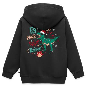 Dino-mite | Ambiance de Noël - Sweat Premium à capuche zippé enfant bio - noir - Dos - AI Model Kid Male (0cm)