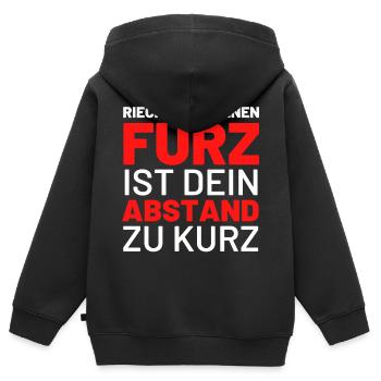 Riechst du mein Furz ist der Abstand zu kurz pups - Kinder Premium Organic Zip Hoodie - Schwarz - Hinten - AI Model Kid Male (0cm)