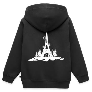 CHRISTMAS EIFFEL TOUR 2,Tour eiffel paris - Sweat Premium à capuche zippé enfant bio - noir - Dos - AI Model Kid Male (0cm)