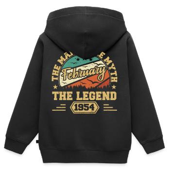 Geburtstagsgeschenk - geboren im Februar 1954 - Kinder Premium Organic Zip Hoodie - Schwarz - Hinten - AI Model Kid Male (0cm)