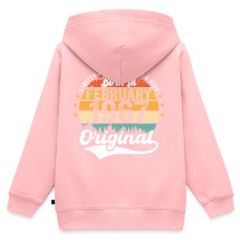 Geboren im Februar 1967 - Geburtstagsgeschenk - Kinder Premium Organic Zip Hoodie - Rosa - Hinten - AI Model Kid Female (0cm)