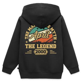 Né En Avril 2000 Drôle D’anniversaire Rétro - Sweat Premium à capuche zippé enfant bio - noir - Dos - AI Model Kid Male (0cm)