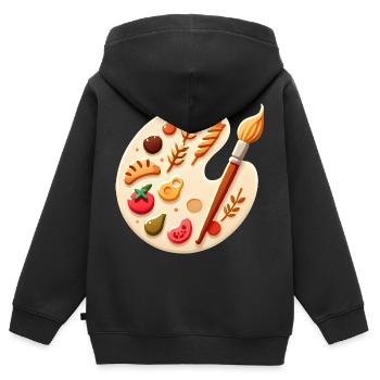 Kulinarische Palette Food Art auf Leinwand - Kinder Premium Organic Zip Hoodie - Schwarz - Hinten - AI Model Kid Male (0cm)