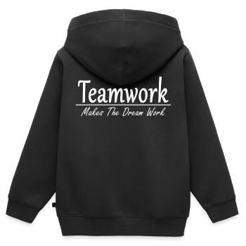 Teamwork makes the Dream work - Geschenkidee - Kinder Premium Organic Zip Hoodie - Schwarz - Hinten - AI Model Kid Male (0cm)