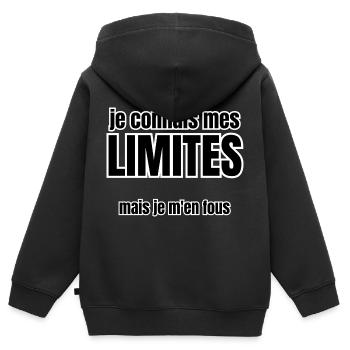 je connais mes limites - Sweat Premium à capuche zippé enfant bio - noir - Dos - AI Model Kid Male (0cm)