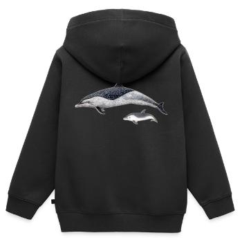dauphin tacheté - Sweat Premium à capuche zippé enfant bio - noir - Dos - AI Model Kid Male (0cm)