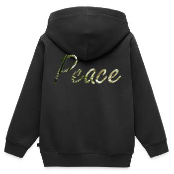Frieden - Kinder Premium Organic Zip Hoodie - Schwarz - Hinten - AI Model Kid Male (0cm)
