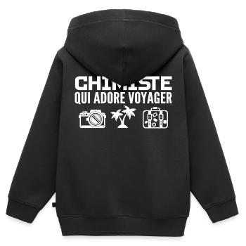 Reisende & Chemiker: Leidenschaft & Entdeckung - Kinder Premium Organic Zip Hoodie - Schwarz - Hinten - AI Model Kid Male (0cm)