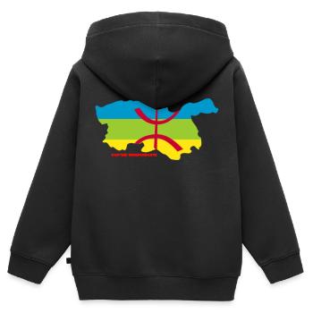 KABYLIE INDÉPENDANTE - Sweat Premium à capuche zippé enfant bio - noir - Dos - AI Model Kid Male (0cm)