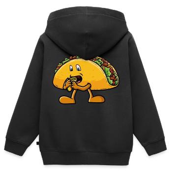 Taco mange un taco - Sweat Premium à capuche zippé enfant bio - noir - Dos - AI Model Kid Male (0cm)