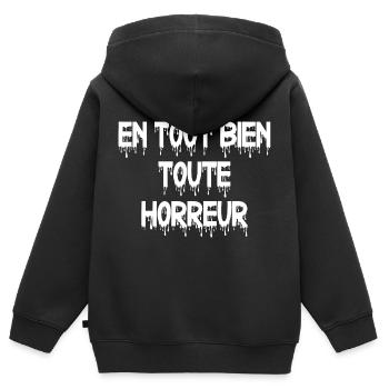 en tout bien toute horreur - Sweat Premium à capuche zippé enfant bio - noir - Dos - AI Model Kid Male (0cm)