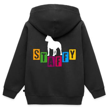 Staffy Staffordshire Terrier bunte Buchstaben - Kinder Premium Organic Zip Hoodie - Schwarz - Hinten - AI Model Kid Male (0cm)