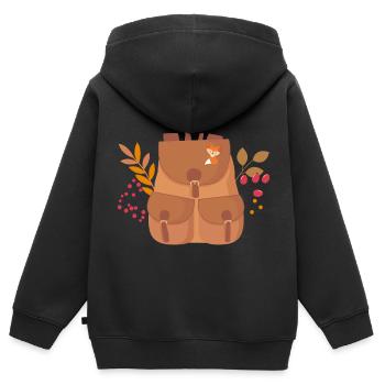 Rucksack - Kinder Premium Organic Zip Hoodie - Schwarz - Hinten - AI Model Kid Male (0cm)