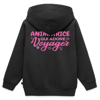 Weltenbummler mit einer Leidenschaft für das Reisen - Kinder Premium Organic Zip Hoodie - Schwarz - Hinten - AI Model Kid Male (0cm)