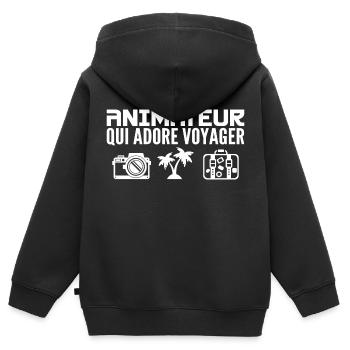 Reisende und Entertainer: Leidenschaft und Entdeckung - Kinder Premium Organic Zip Hoodie - Schwarz - Hinten - AI Model Kid Male (0cm)