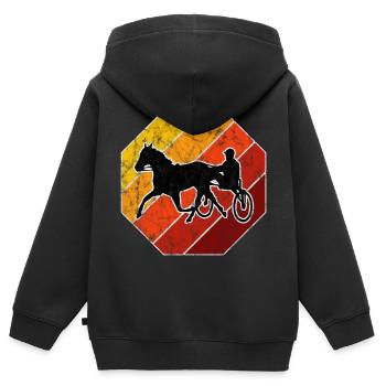 Chevaux de trot Trabrennsport Courses de chevaux - Sweat Premium à capuche zippé enfant bio - noir - Dos - AI Model Kid Male (0cm)