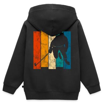 Eishockey Ice Hockey Retro Schlittschuhe Puck Eis - Kinder Premium Organic Zip Hoodie - Schwarz - Hinten - AI Model Kid Male (0cm)