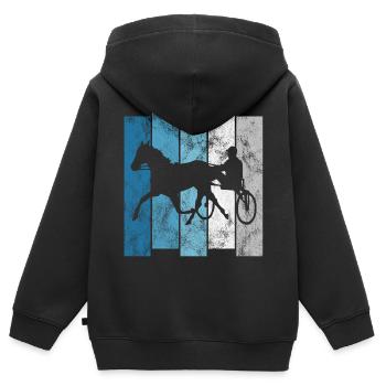 Cheval de trot Chevaux de course de trot Courses de chevaux - Sweat Premium à capuche zippé enfant bio - noir - Dos - AI Model Kid Male (0cm)