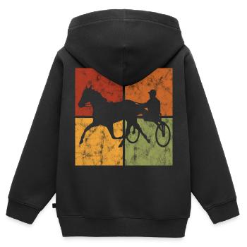 Chevaux de trot Trabrennsport Courses de chevaux - Sweat Premium à capuche zippé enfant bio - noir - Dos - AI Model Kid Male (0cm)