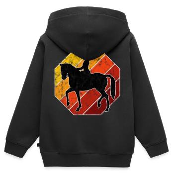 Dressurreiten Dressurreiter Reiten Reiter Pferd - Kinder Premium Organic Zip Hoodie - Schwarz - Hinten - AI Model Kid Male (0cm)