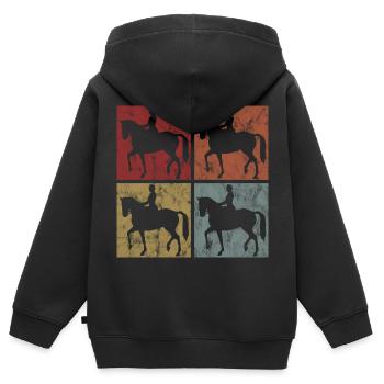 Dressurreiten Dressurreiter Reiten Reiter Pferd - Kinder Premium Organic Zip Hoodie - Schwarz - Hinten - AI Model Kid Male (0cm)