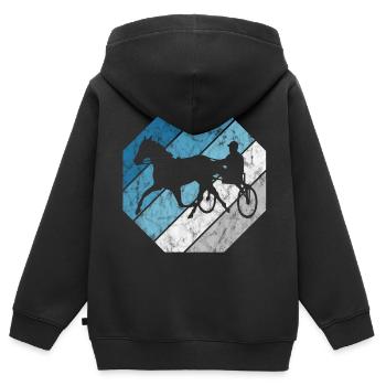 Chevaux de trot Trabrennsport Courses de chevaux - Sweat Premium à capuche zippé enfant bio - noir - Dos - AI Model Kid Male (0cm)