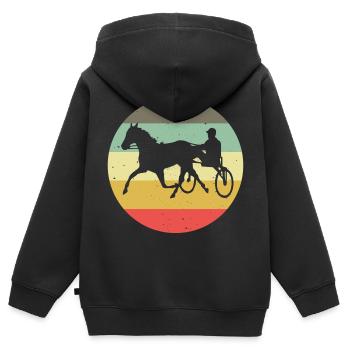 Chevaux de trot Trabrennsport Courses de chevaux - Sweat Premium à capuche zippé enfant bio - noir - Dos - AI Model Kid Male (0cm)