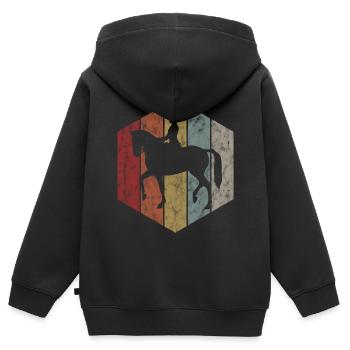 Dressurreiten Dressurreiter Reiten Reiter Pferd - Kinder Premium Organic Zip Hoodie - Schwarz - Hinten - AI Model Kid Male (0cm)