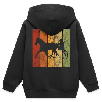 Trotteur trotter dans un style rétro ou vintage - Sweat Premium à capuche zippé enfant bio - noir - Dos - AI Model Kid Male (0cm)