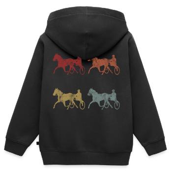Trotter courses de trot dans un style rétro ou vintage - Sweat Premium à capuche zippé enfant bio - noir - Dos - AI Model Kid Male (0cm)