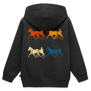 Trotter courses de trot dans un style rétro ou vintage - Sweat Premium à capuche zippé enfant bio - noir - Dos - AI Model Kid Male (0cm)
