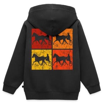 Trotter courses de trot dans un style rétro ou vintage - Sweat Premium à capuche zippé enfant bio - noir - Dos - AI Model Kid Male (0cm)