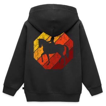 Dressur Dressurreiten Dressurreiter Reiten Pferd - Kinder Premium Organic Zip Hoodie - Schwarz - Hinten - AI Model Kid Male (0cm)