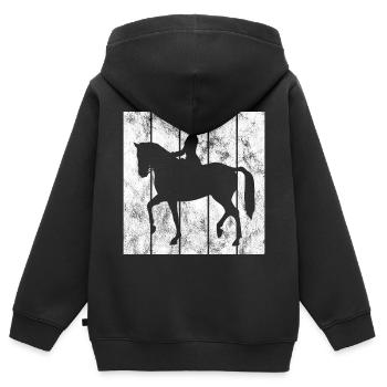 Dressur Dressurreiten Dressurreiter Reiten Pferd - Kinder Premium Organic Zip Hoodie - Schwarz - Hinten - AI Model Kid Male (0cm)