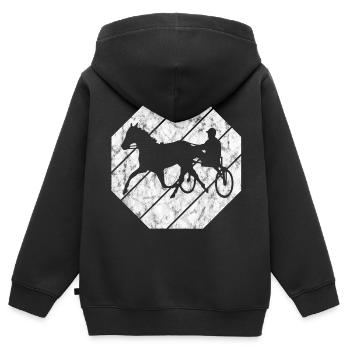 Traber Trabrennen in retro oder vintage Style - Kinder Premium Organic Zip Hoodie - Schwarz - Hinten - AI Model Kid Male (0cm)