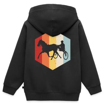 Trotter courses de trot dans un style rétro ou vintage - Sweat Premium à capuche zippé enfant bio - noir - Dos - AI Model Kid Male (0cm)
