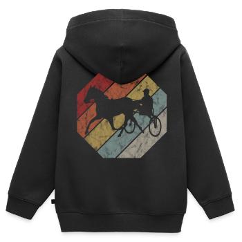 Trotter trotter course de trot dans un style rétro ou vintage - Sweat Premium à capuche zippé enfant bio - noir - Dos - AI Model Kid Male (0cm)