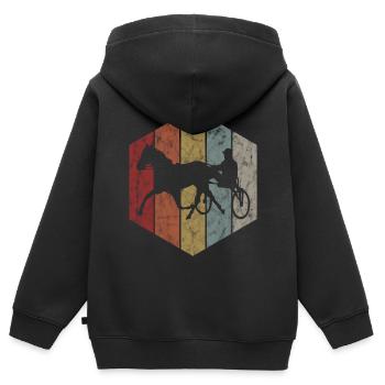 Trotter courses de trot dans un style rétro ou vintage - Sweat Premium à capuche zippé enfant bio - noir - Dos - AI Model Kid Male (0cm)
