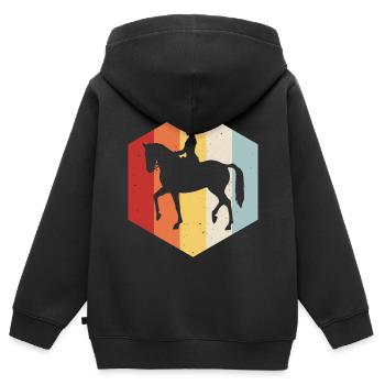 Dressur Dressurreiten Dressurreiter Reiten Pferd - Kinder Premium Organic Zip Hoodie - Schwarz - Hinten - AI Model Kid Male (0cm)