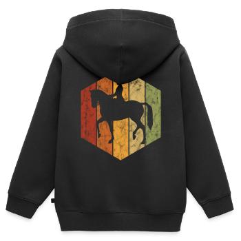 Dressur Dressurreiten Dressurreiter Reiten Pferd - Kinder Premium Organic Zip Hoodie - Schwarz - Hinten - AI Model Kid Male (0cm)