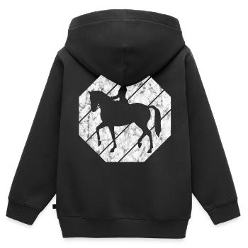 Dressur Dressurreiten Dressurreiter Reiten Pferd - Kinder Premium Organic Zip Hoodie - Schwarz - Hinten - AI Model Kid Male (0cm)