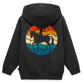 Dressur Dressurreiten Dressurreiter Reiten Pferd - Kinder Premium Organic Zip Hoodie - Schwarz - Hinten - AI Model Kid Male (0cm)