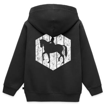 Dressur Dressurreiten Dressurreiter Reiten Pferd - Kinder Premium Organic Zip Hoodie - Schwarz - Hinten - AI Model Kid Male (0cm)