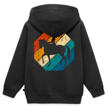 Dressur Dressurreiten Dressurreiter Reiten Pferd - Kinder Premium Organic Zip Hoodie - Schwarz - Hinten - AI Model Kid Male (0cm)