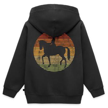 Dressage Cavalier de dressage Cheval d’équitation - Sweat Premium à capuche zippé enfant bio - noir - Dos - AI Model Kid Male (0cm)
