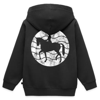 Dressur Dressurreiten Dressurreiter Reiten Pferd - Kinder Premium Organic Zip Hoodie - Schwarz - Hinten - AI Model Kid Male (0cm)