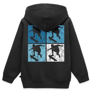 Skateboarder Skateboard Skater Skate Skateing - Sweat Premium à capuche zippé enfant bio - noir - Dos - AI Model Kid Male (0cm)